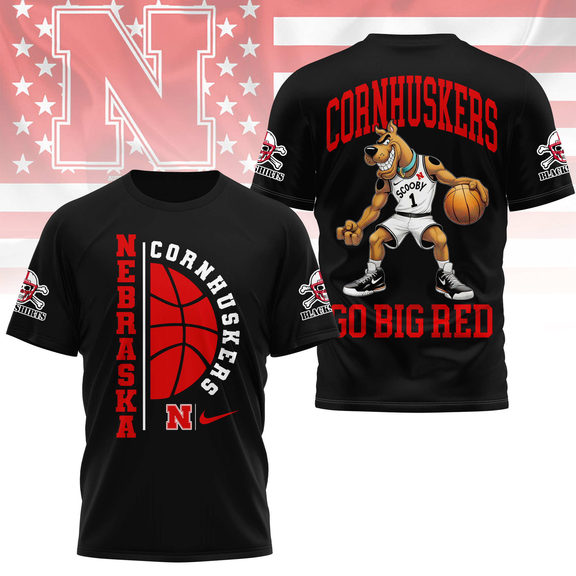 Nebraska Cornhuskers | Premium NCAA Scooby-Doo Basketball 3D Shirt TTH2105277