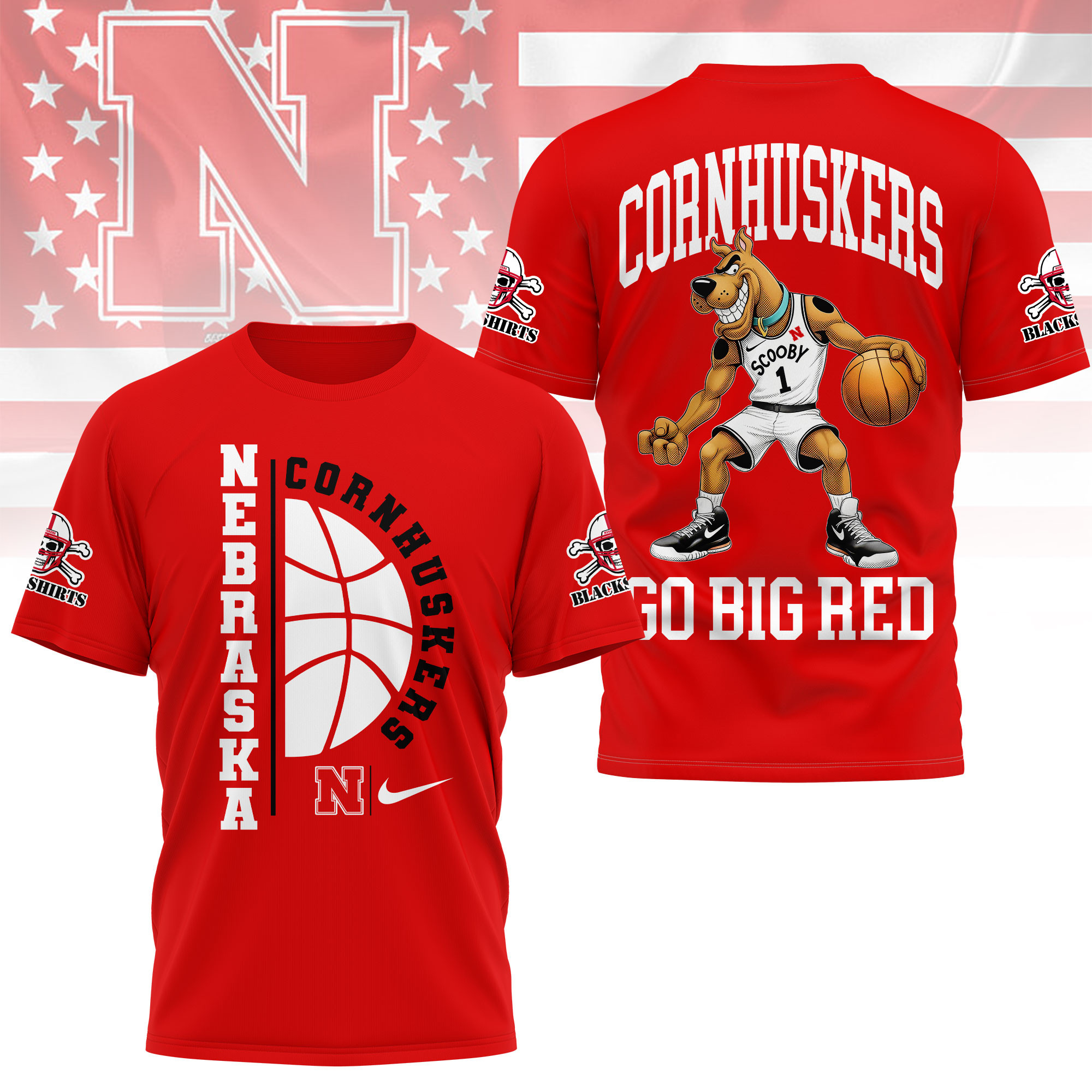 Nebraska Cornhuskers | Premium NCAA Scooby-Doo Basketball 3D Shirt TTH2105277 - Image 2