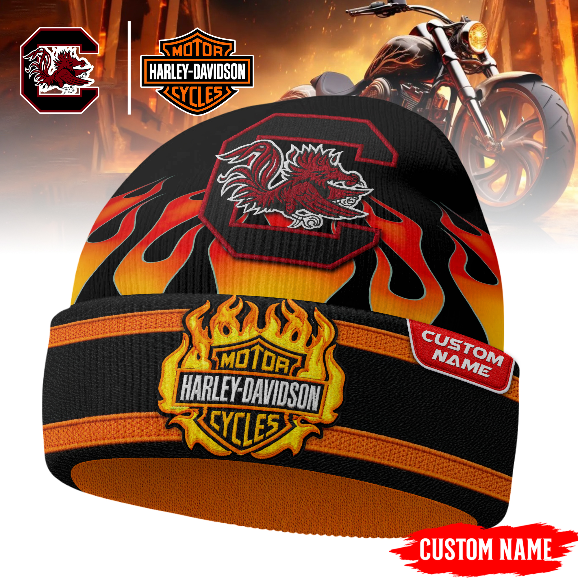 South Carolina Gamecocks | Premium NCAA Harley Davidson Beanie Hat TTH2105316 - Image 3