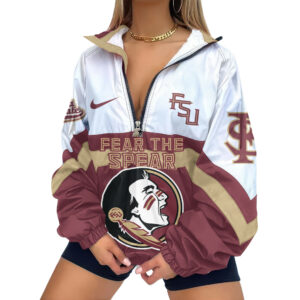 Florida State Seminoles | Premium Women’s Printed V-Neck Zipper Sweatshirt Jackets TTH2105117