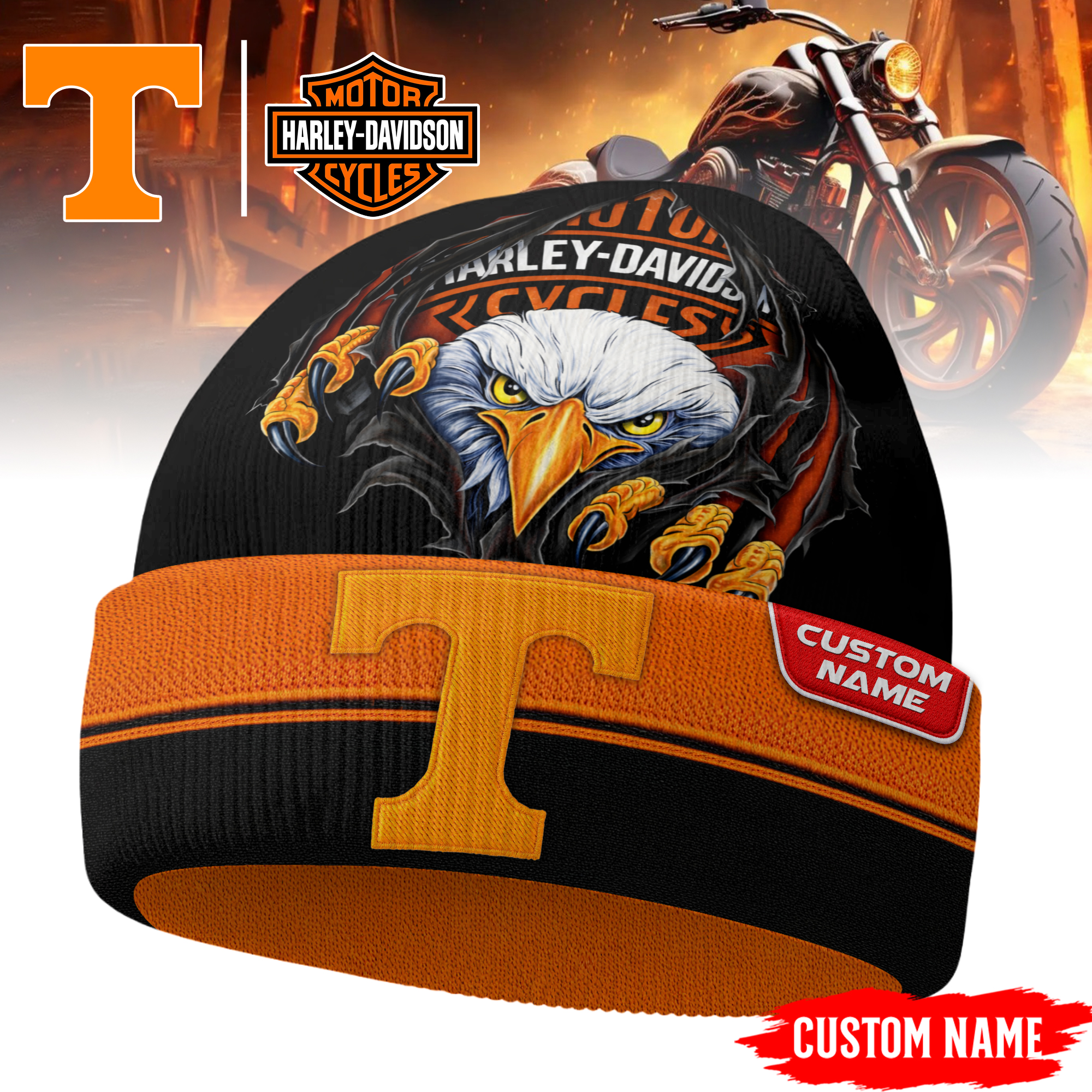 Tennessee Volunteers | Premium NCAA Harley Davidson Beanie Hat TTH2105316