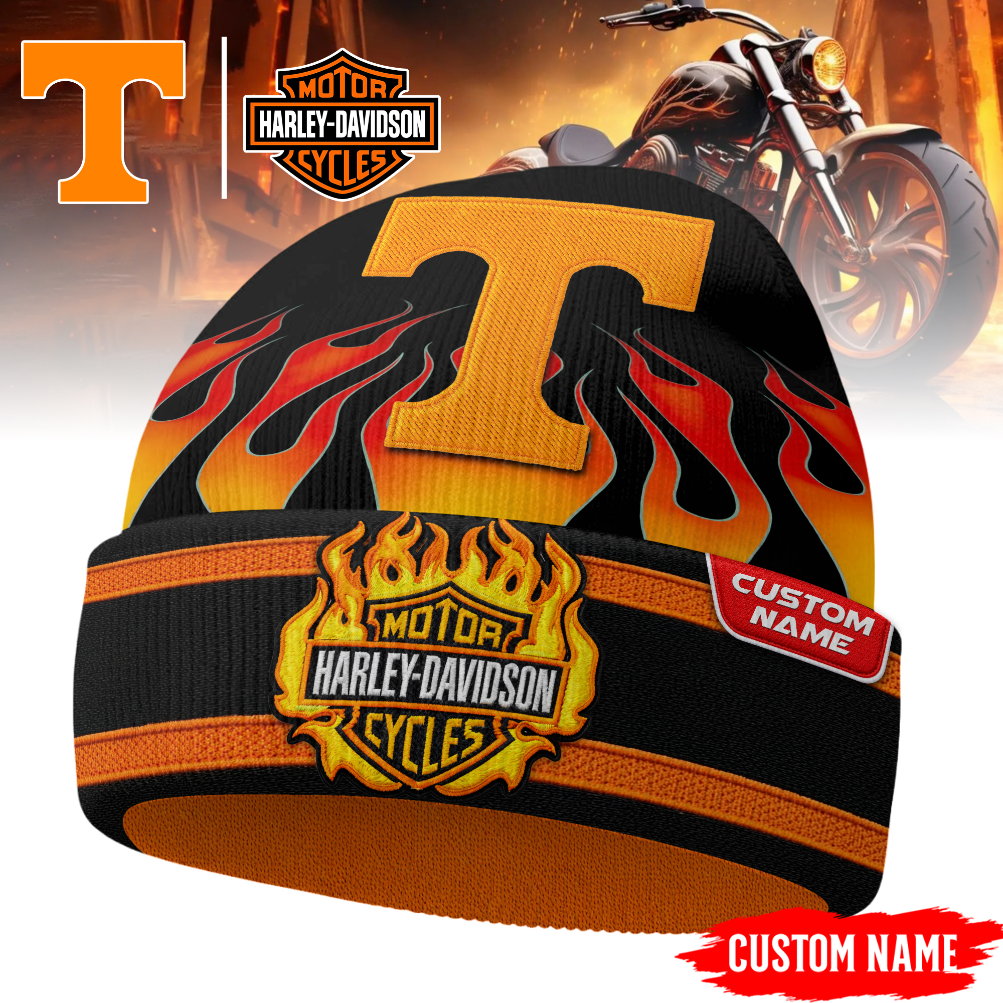 Tennessee Volunteers | Premium NCAA Harley Davidson Beanie Hat TTH2105316 - Image 3