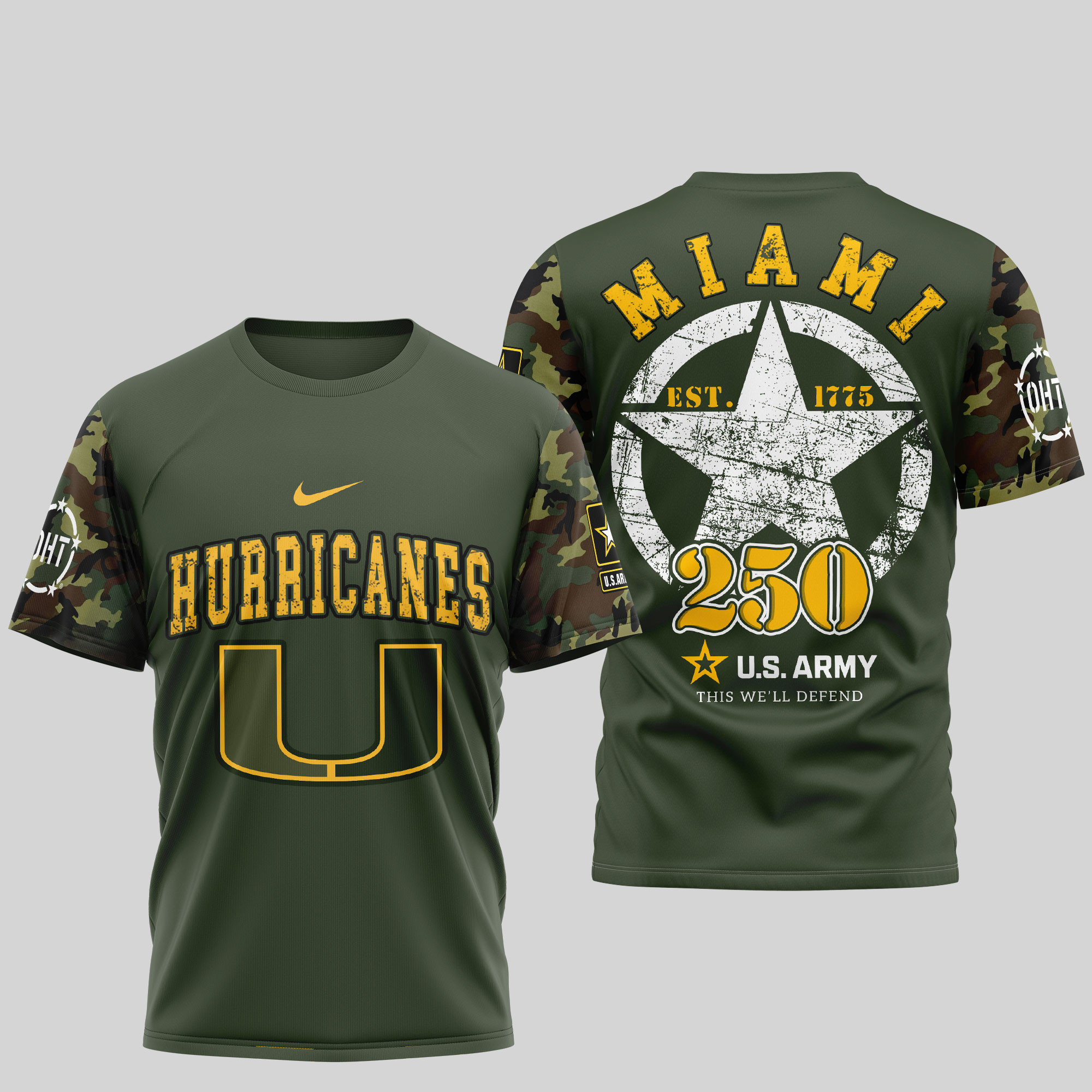 Miami Hurricanes | Premium U.S.Army 3D Shirt TTH2105280