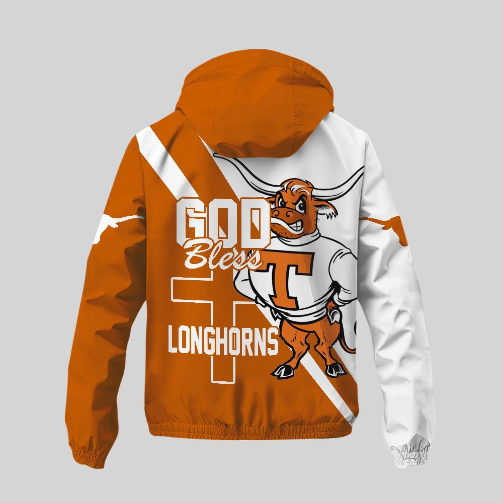 Texas Longhorns | Premium NCAA God Bless My Team Windbreaker Jacket TTH2105158