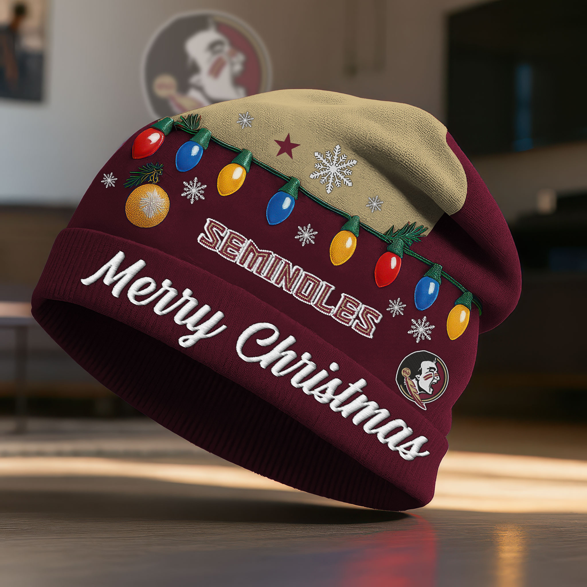 Florida State Seminoles | Premium NCAA Christmas Beanie Hat TTH2105274 - Image 2