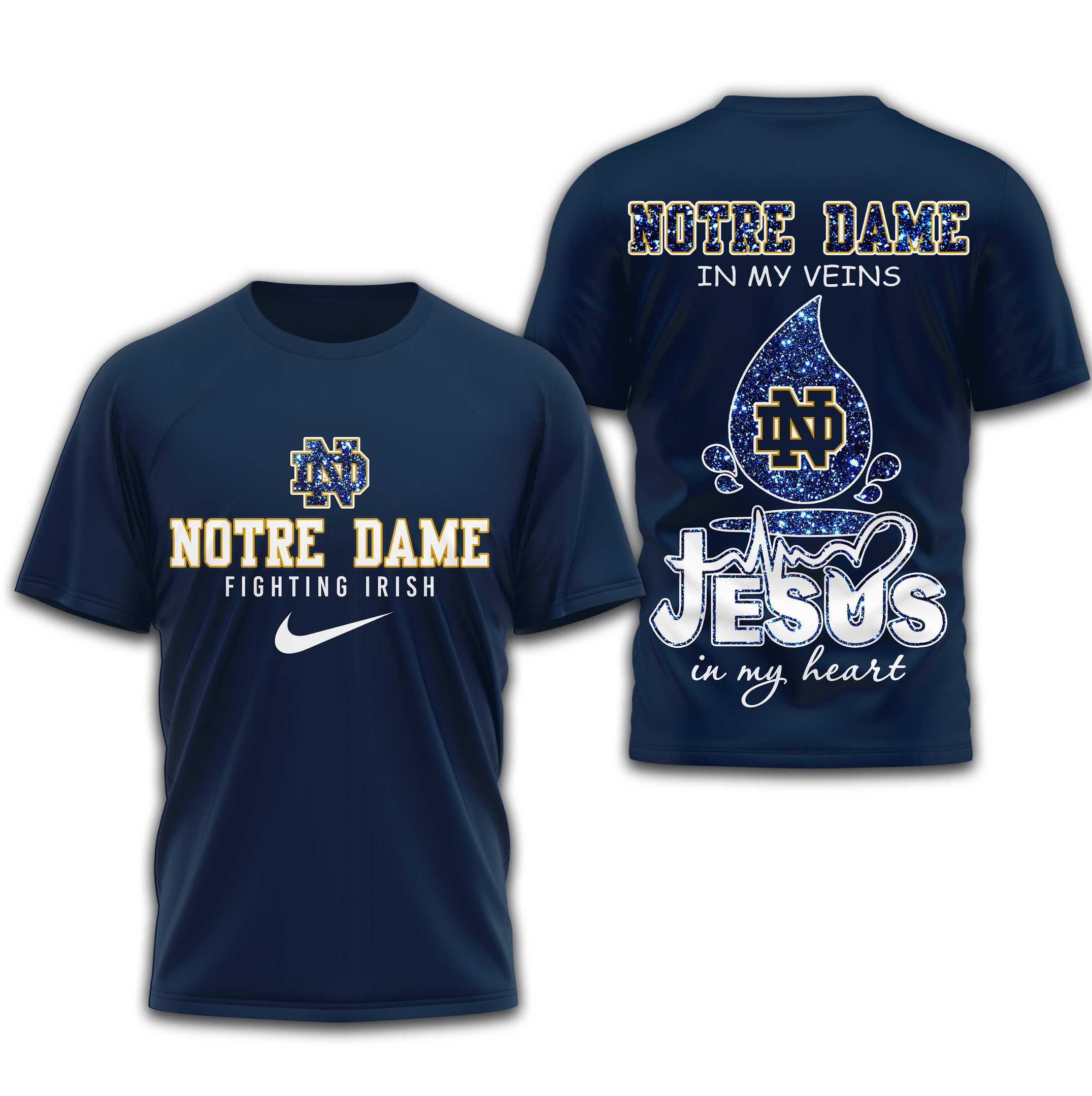 Notre Dame Fighting Irish | Premium Jesus In My Heart 3D Shirt TTH2105296 - Image 2