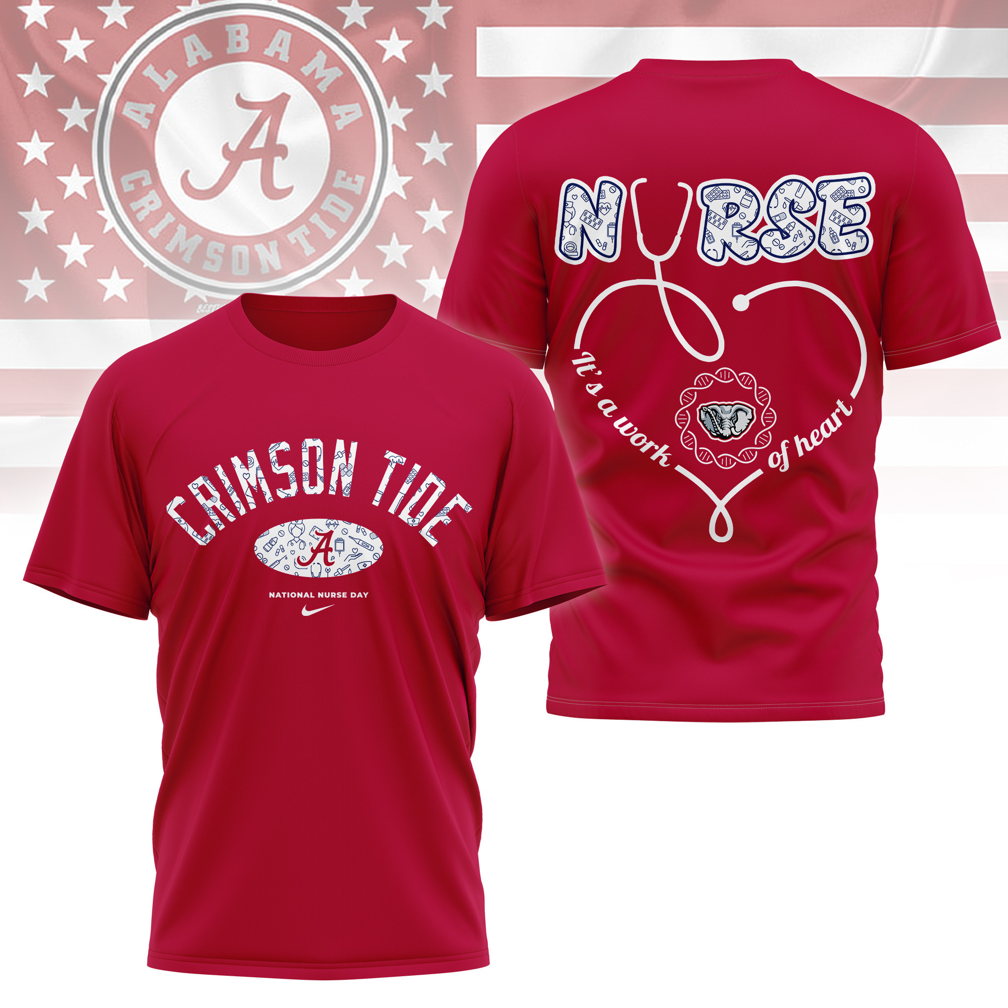 Alabama Crimson Tide | Premium Nurse Appreciation Day 3D Shirt TTH2105281 - Image 3
