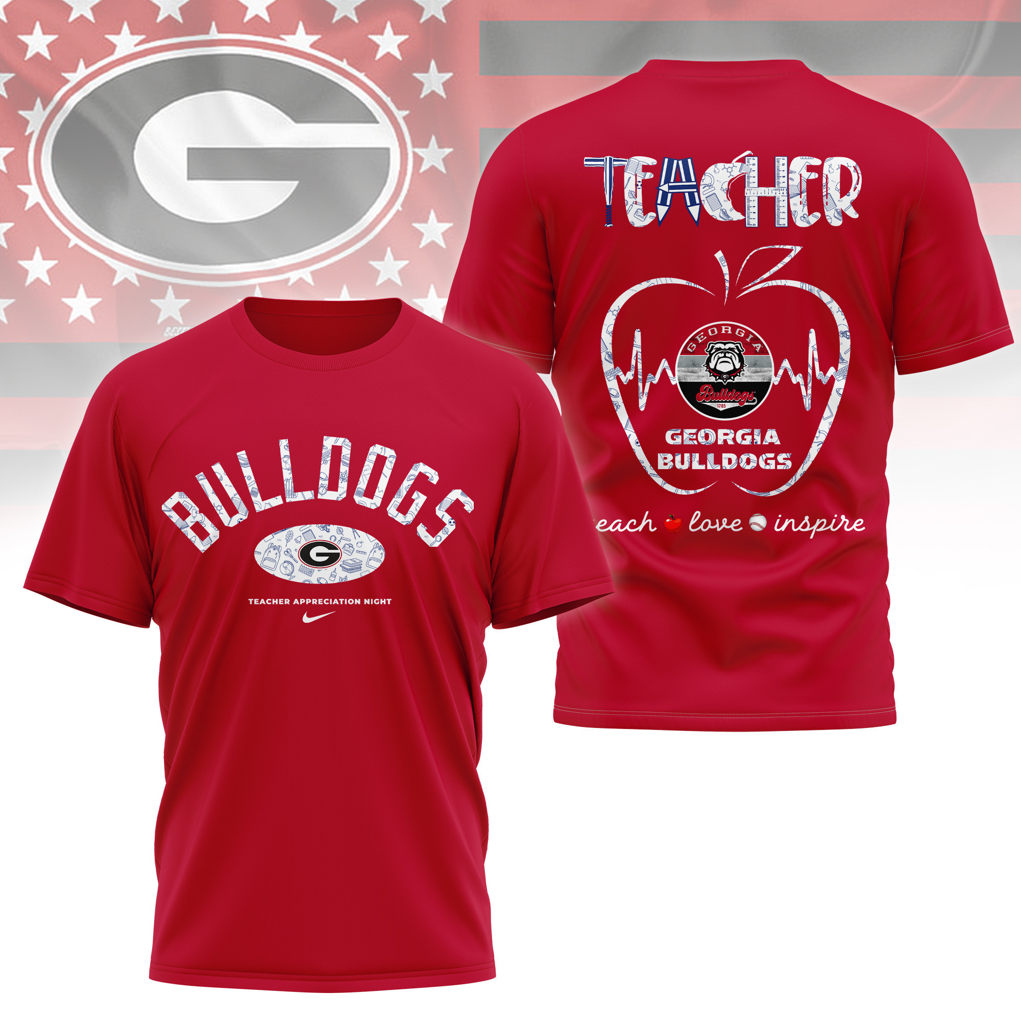Georgia Bulldogs | Premium Teacher Appreciation Day 3D Shirt TTH2105288 - Image 2