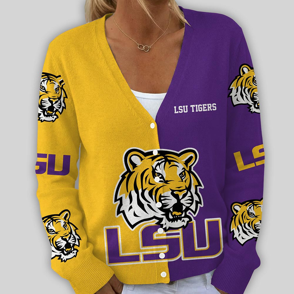 LSU Tigers | Premium NCAA Game Day V-Neck Cardigan TTH2105269 - Image 2