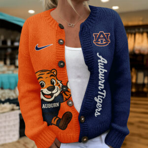 Auburn Tigers Premium NCAA Heartbeat Cozy Split Knit Cardigan TTH240500