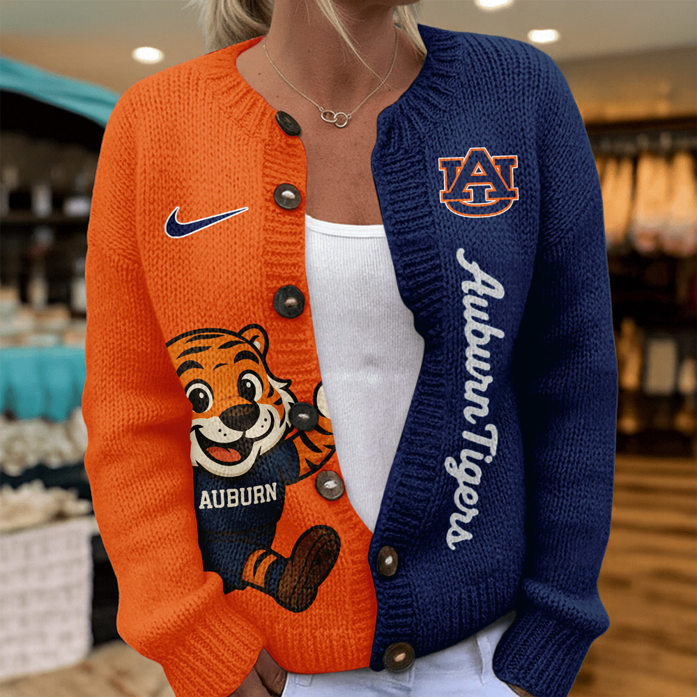 Auburn Tigers Premium NCAA Heartbeat Cozy Split Knit Cardigan TTH240500