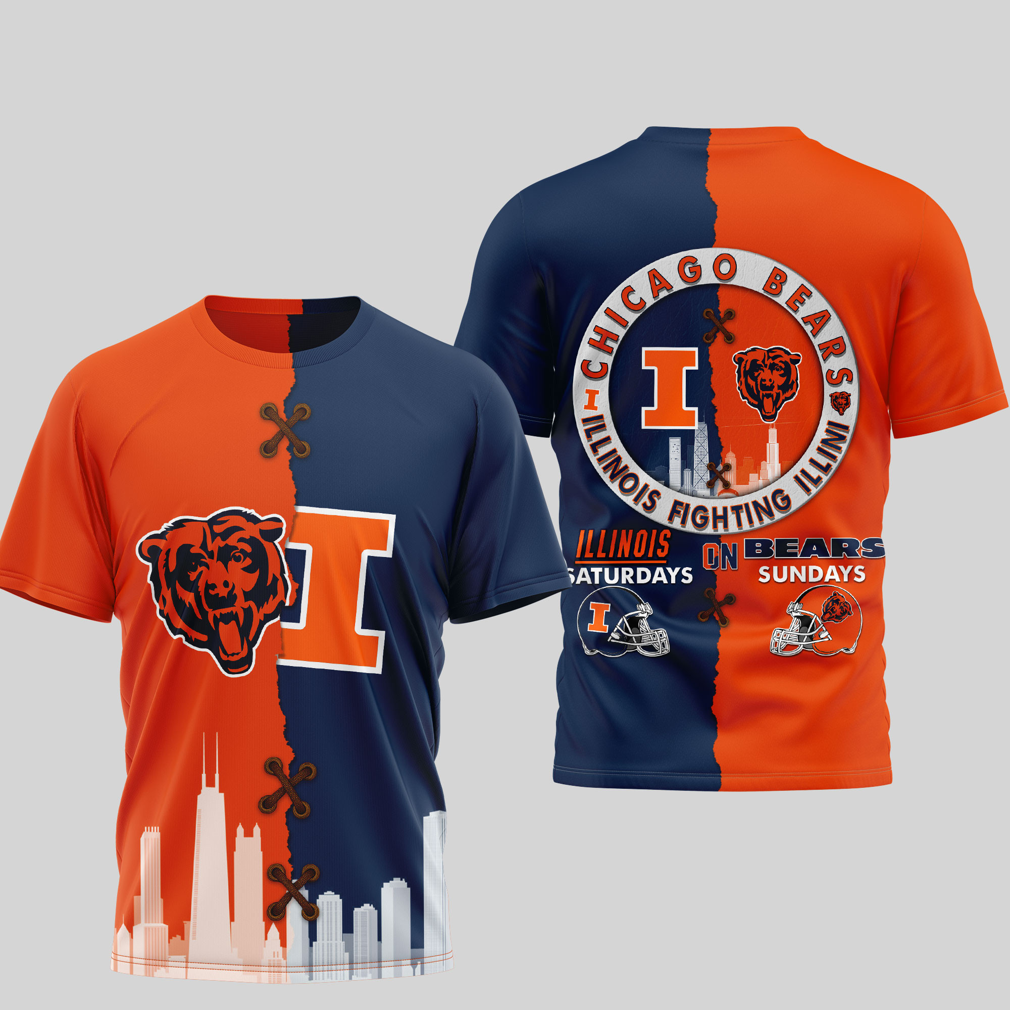 Chicago Bears Premium NFL x NCAA 3D T-Shirt TTH240501