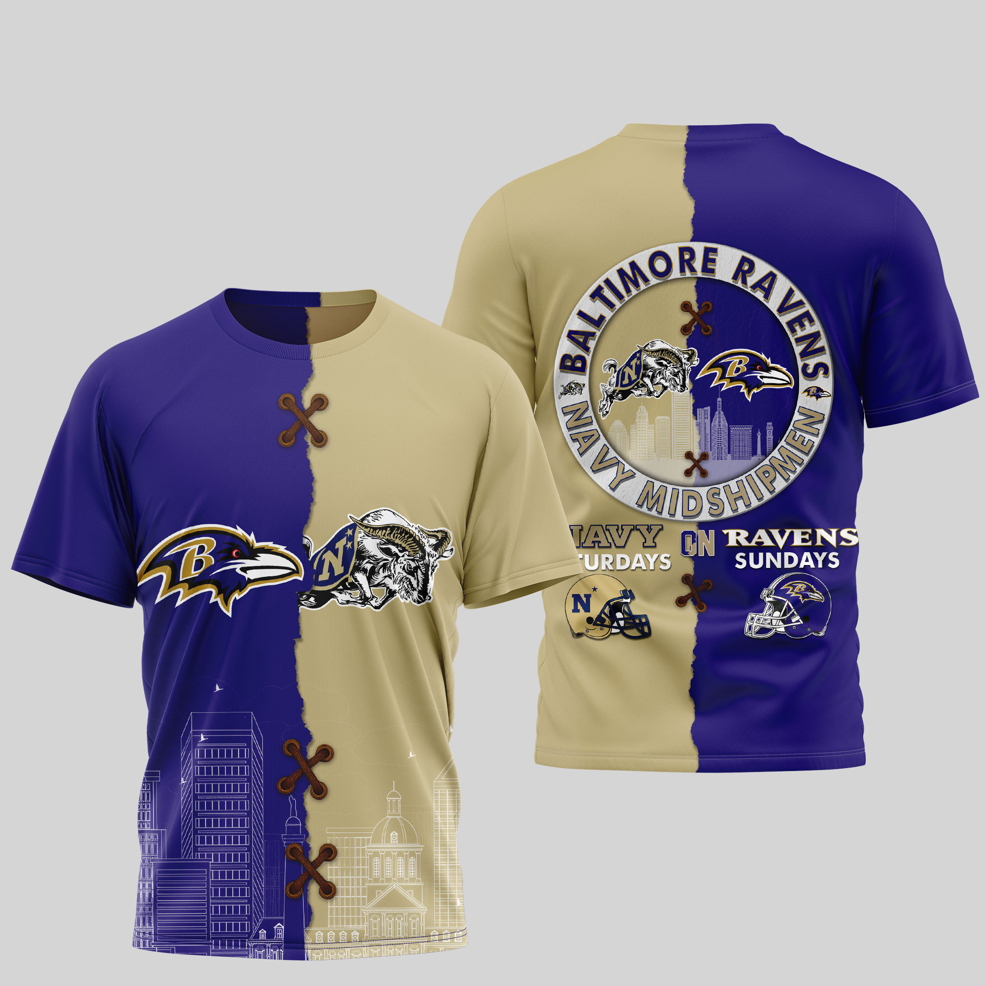 Baltimore Ravens Premium NFL x NCAA 3D T-Shirt TTH240501