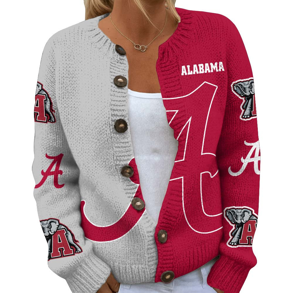 Alabama Crimson Tide Premium NCAA Cozy Split Knit Cardigan x Game Day Edition TTH240503