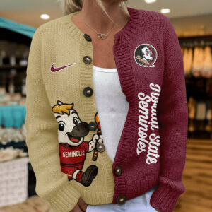 Florida State Seminoles Premium NCAA Heartbeat Cozy Split Knit Cardigan TTH240500