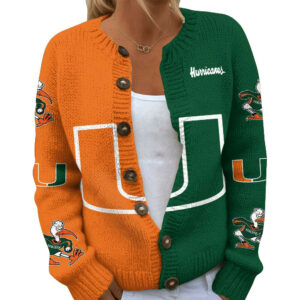 Miami Hurricanes Premium NCAA Cozy Split Knit Cardigan x Game Day Edition TTH240503