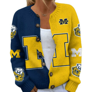 Michigan Wolverines Premium NCAA Cozy Split Knit Cardigan x Game Day Edition TTH240503