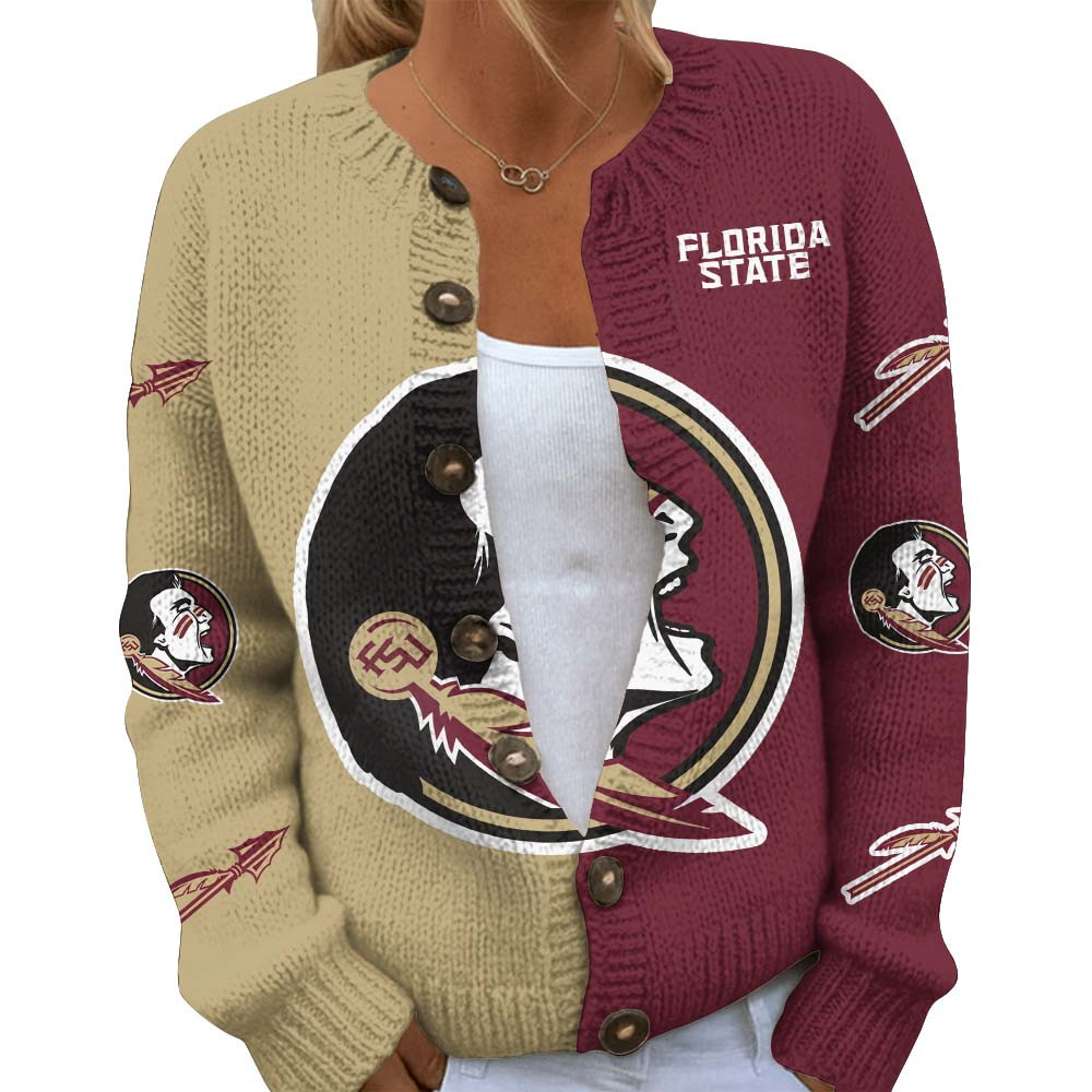 Florida State Seminoles Premium NCAA Cozy Split Knit Cardigan x Game Day Edition TTH240503
