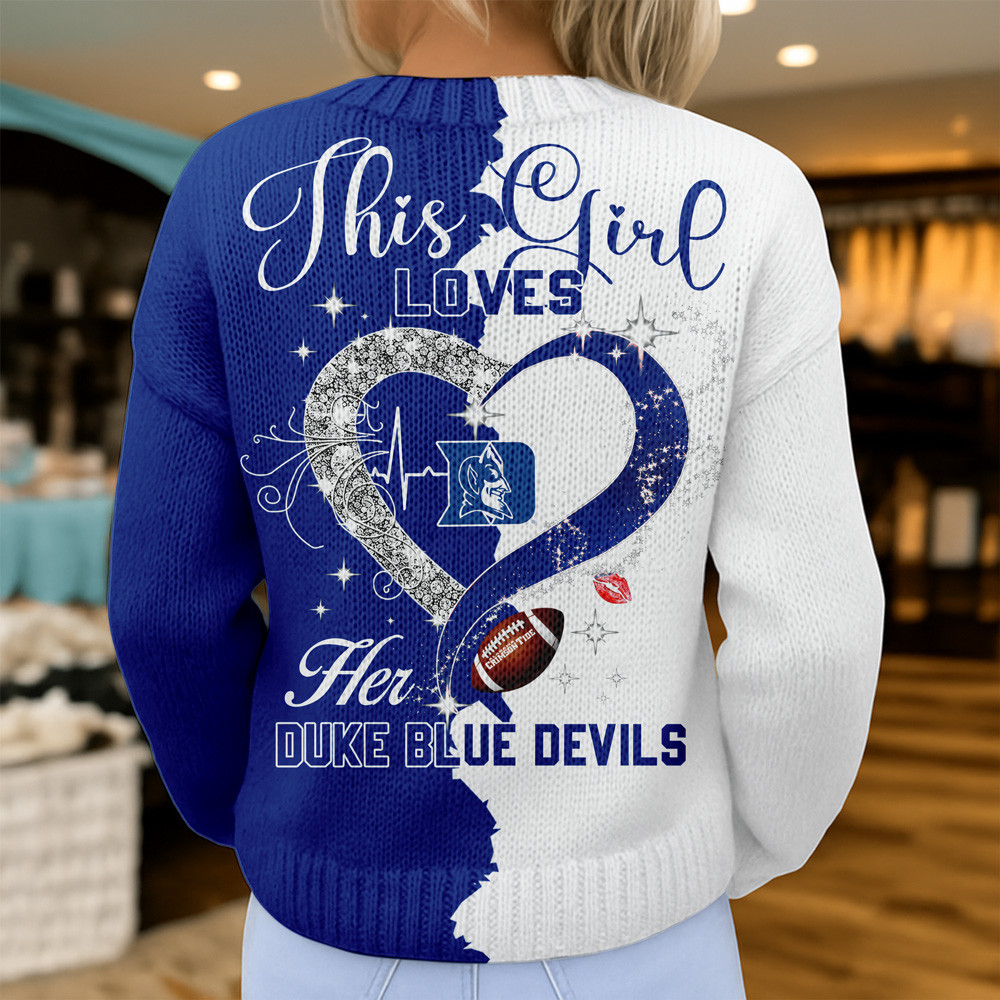 Duke Blue Devils Premium NCAA Heartbeat Cozy Split Knit Cardigan TTH240500