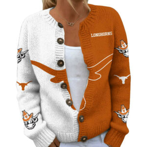 Texas Longhorns Premium NCAA Cozy Split Knit Cardigan x Game Day Edition TTH240503