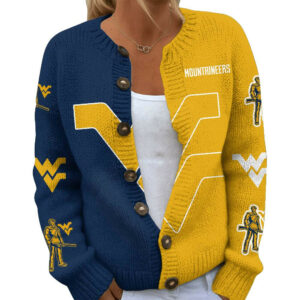 West Virginia Mountaineers Premium NCAA Cozy Split Knit Cardigan x Game Day Edition TTH240503