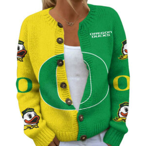 Oregon Ducks Premium NCAA Cozy Split Knit Cardigan x Game Day Edition TTH240503