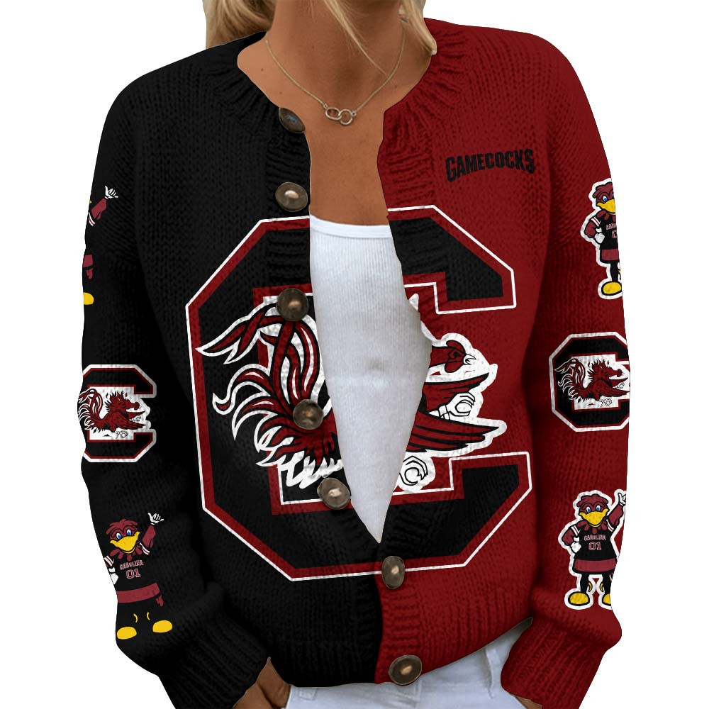South Carolina Gamecocks Premium NCAA Cozy Split Knit Cardigan x Game Day Edition TTH240503