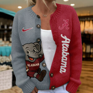 Alabama Crimson Tide Premium NCAA Heartbeat Cozy Split Knit Cardigan TTH240500