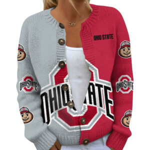 Ohio State Buckeyes Premium NCAA Cozy Split Knit Cardigan x Game Day Edition TTH240503
