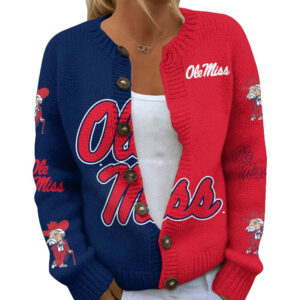 Ole Miss Rebels Premium NCAA Cozy Split Knit Cardigan x Game Day Edition TTH240503
