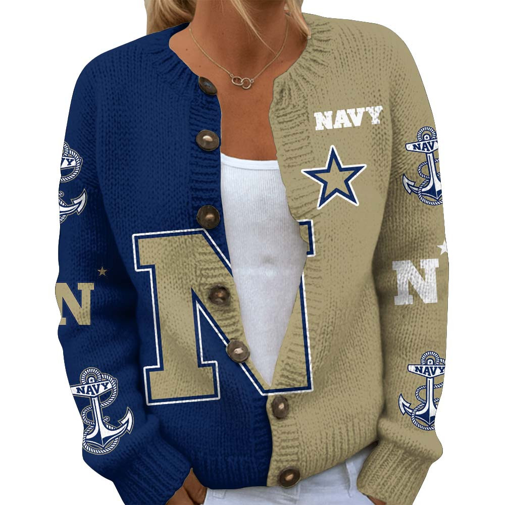 Navy Midshipmen Premium NCAA Cozy Split Knit Cardigan x Game Day Edition TTH240503