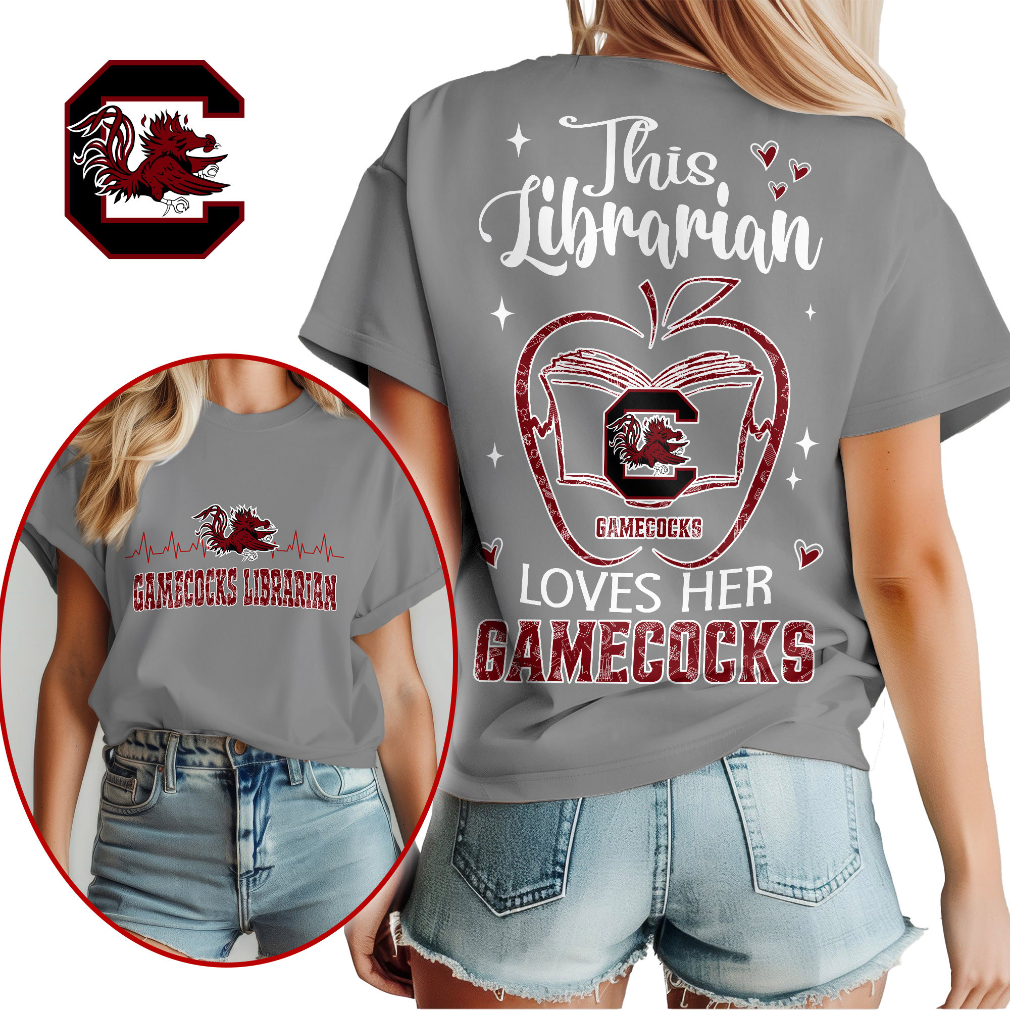 South Carolina Gamecocks Premium NCAA Proud Librarian 3D Shirt TTH240504 - Image 2