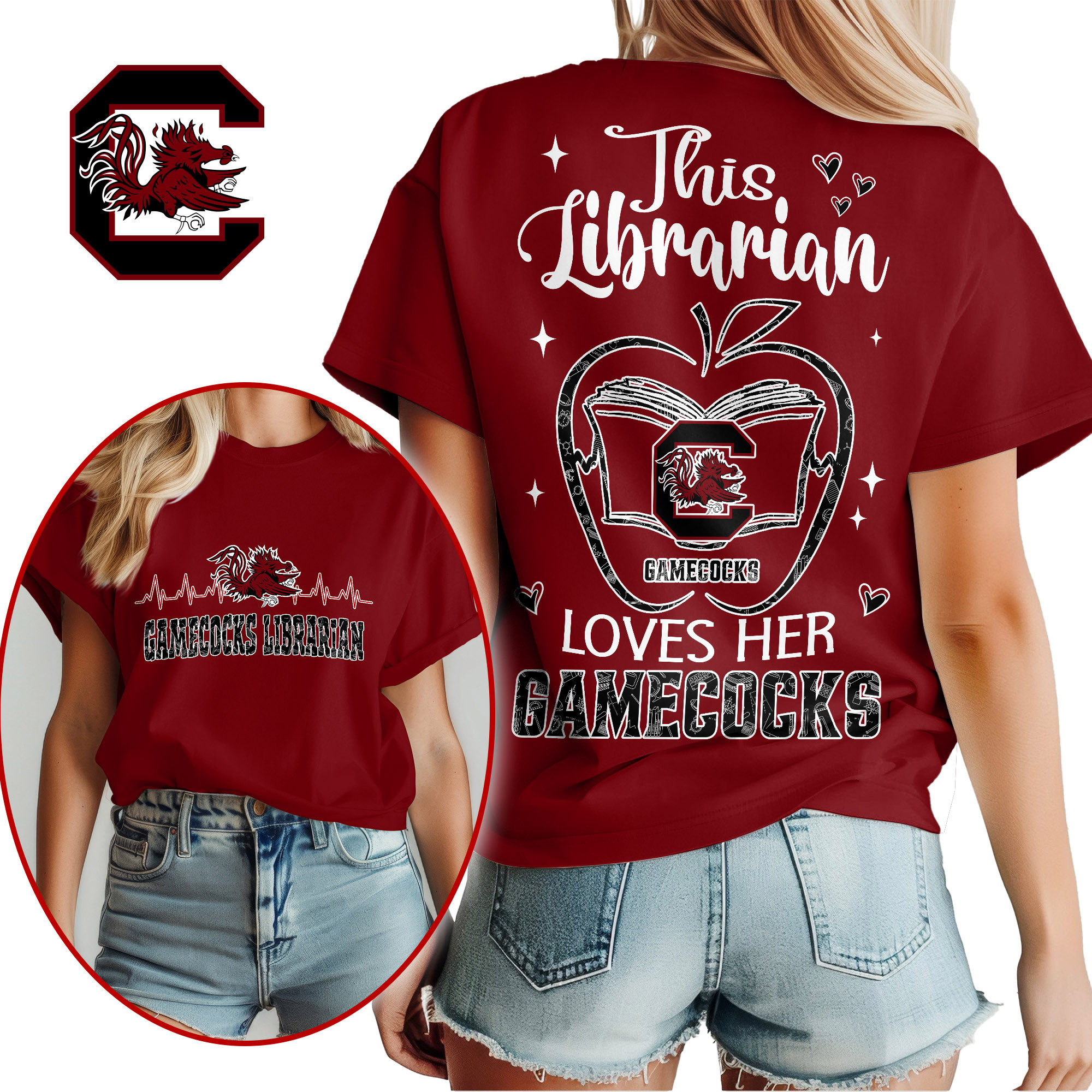 South Carolina Gamecocks Premium NCAA Proud Librarian 3D Shirt TTH240504 - Image 3