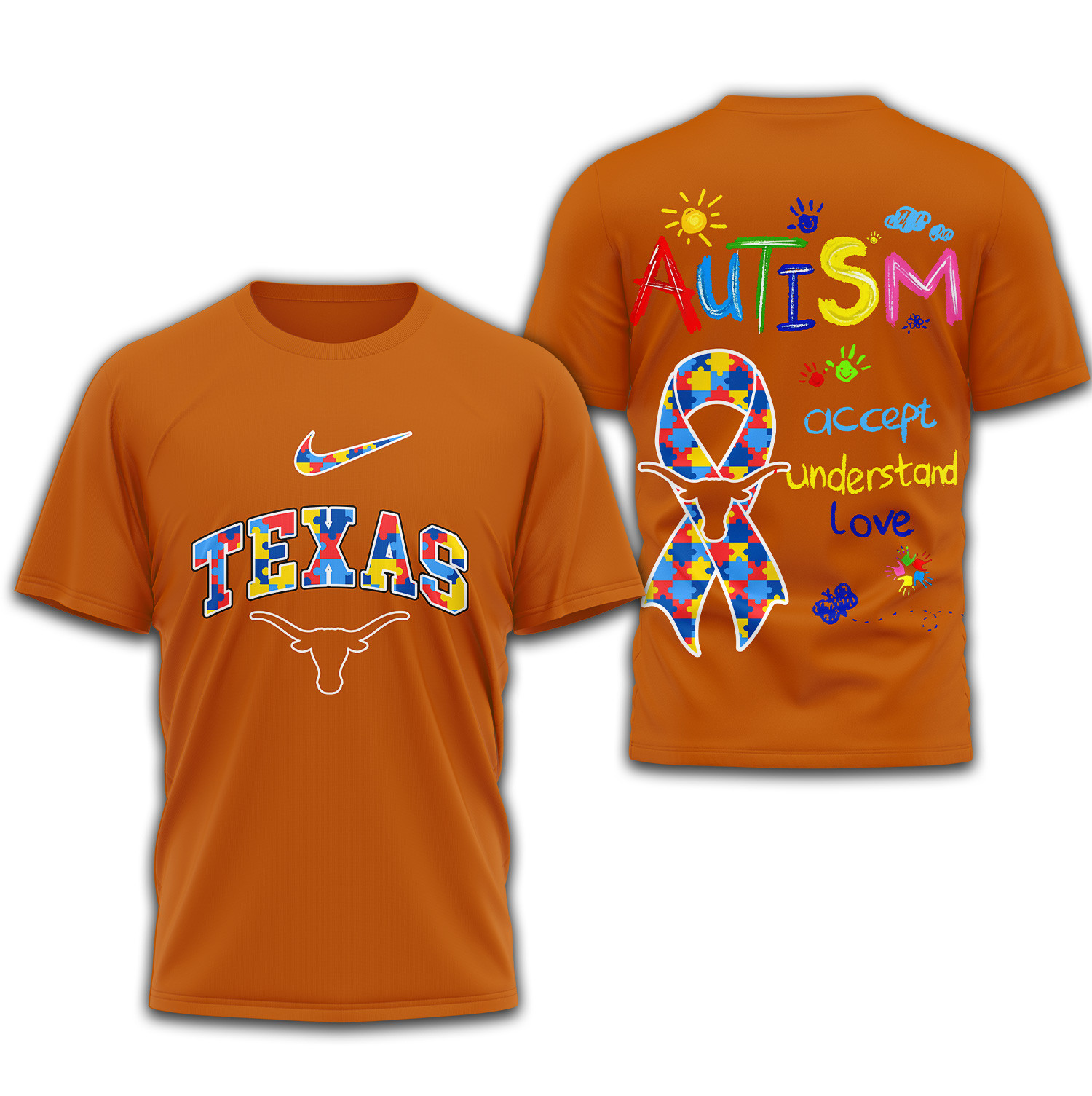 Texas Longhorns Premium NCAA Autism 3D Shirt TTH240509 - Image 2