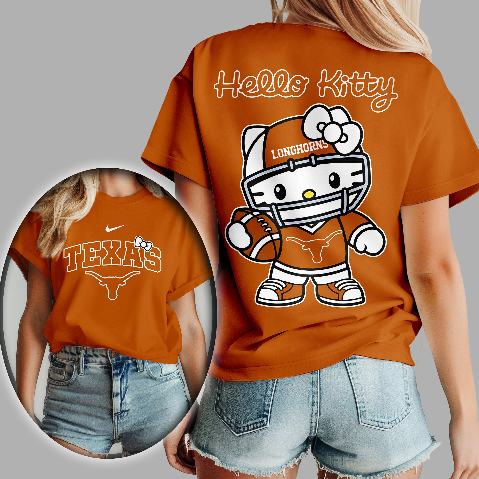 Texas Longhorns Premium NCAA Hello Kitty Women’s Shirt TTH240506 - Image 2