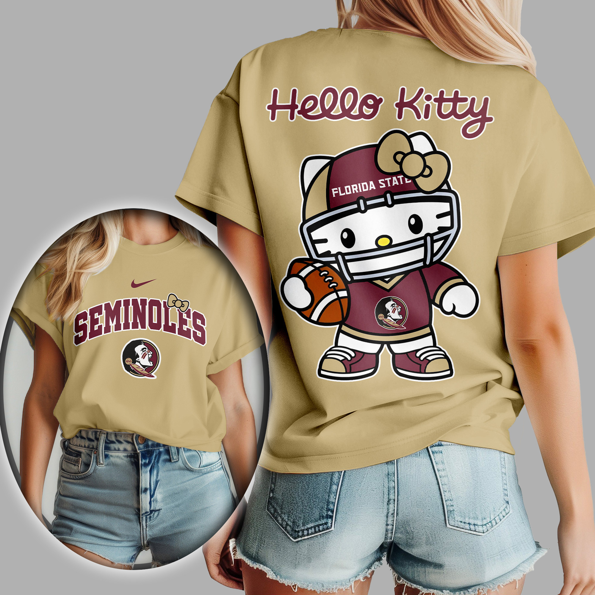 Florida State Seminoles Premium NCAA Hello Kitty Women’s Shirt TTH240506 - Image 2
