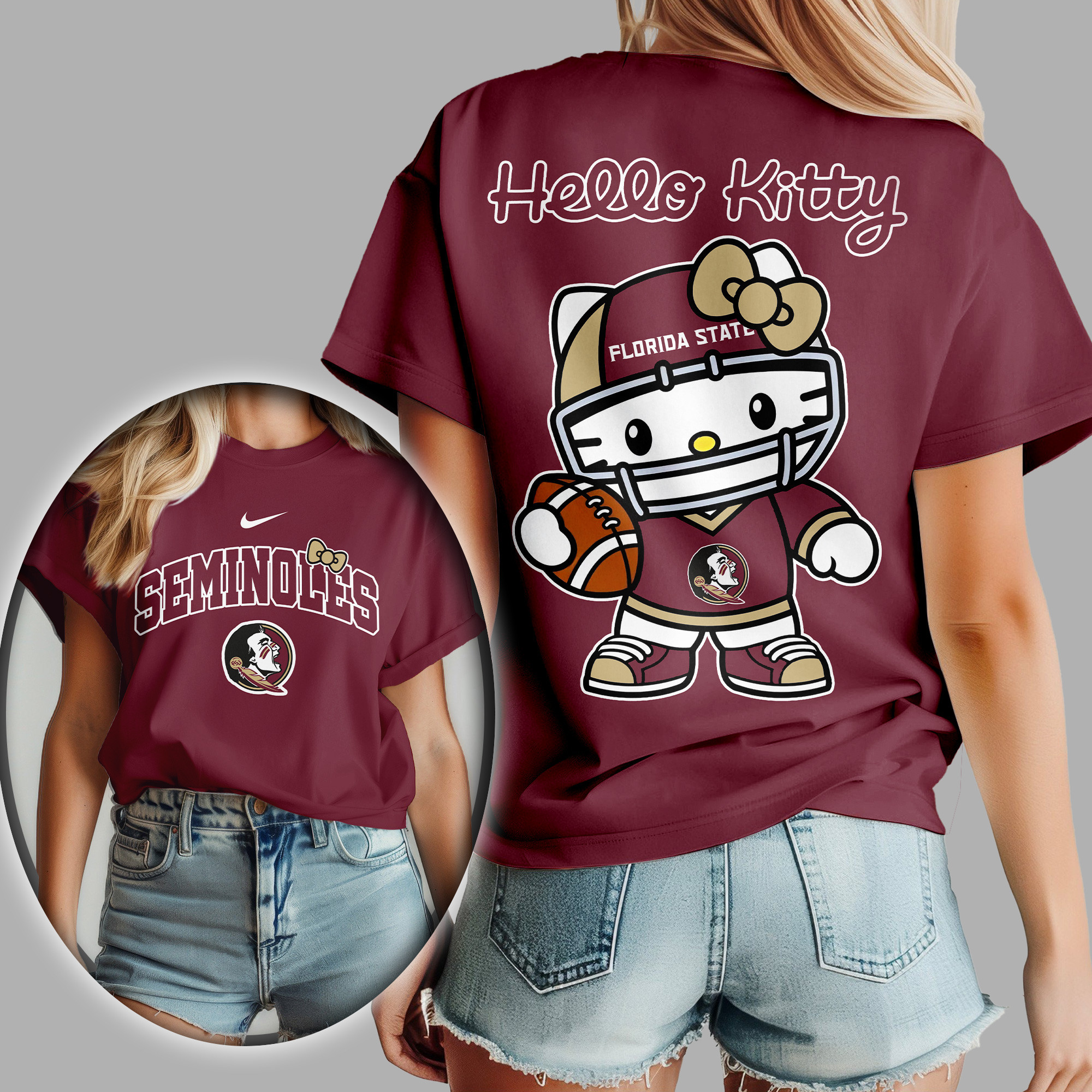 Florida State Seminoles Premium NCAA Hello Kitty Women’s Shirt TTH240506 - Image 3