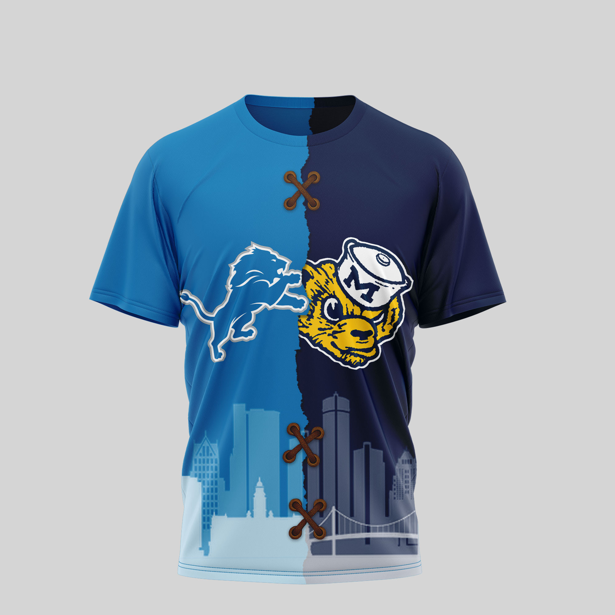 Detroit Lions Premium NFL x NCAA 3D T-Shirt TTH240501 - Image 2