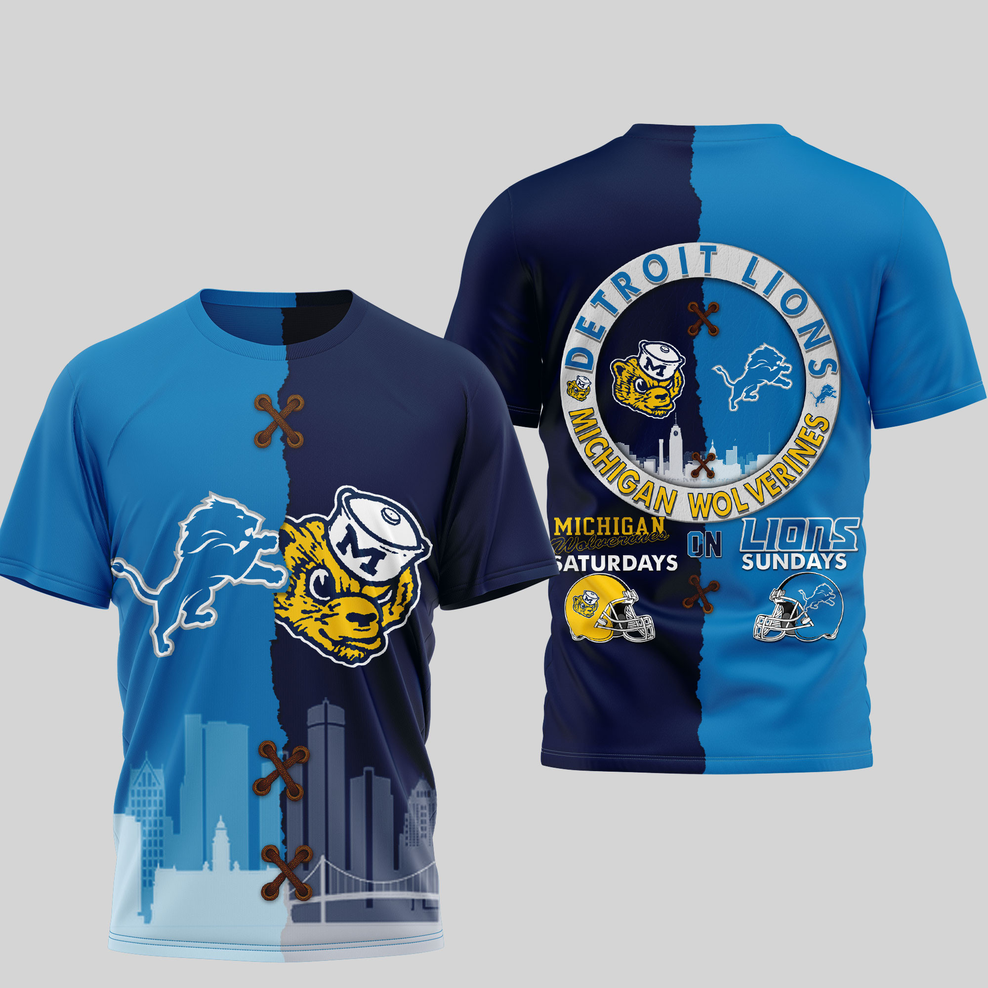 Detroit Lions Premium NFL x NCAA 3D T-Shirt TTH240501