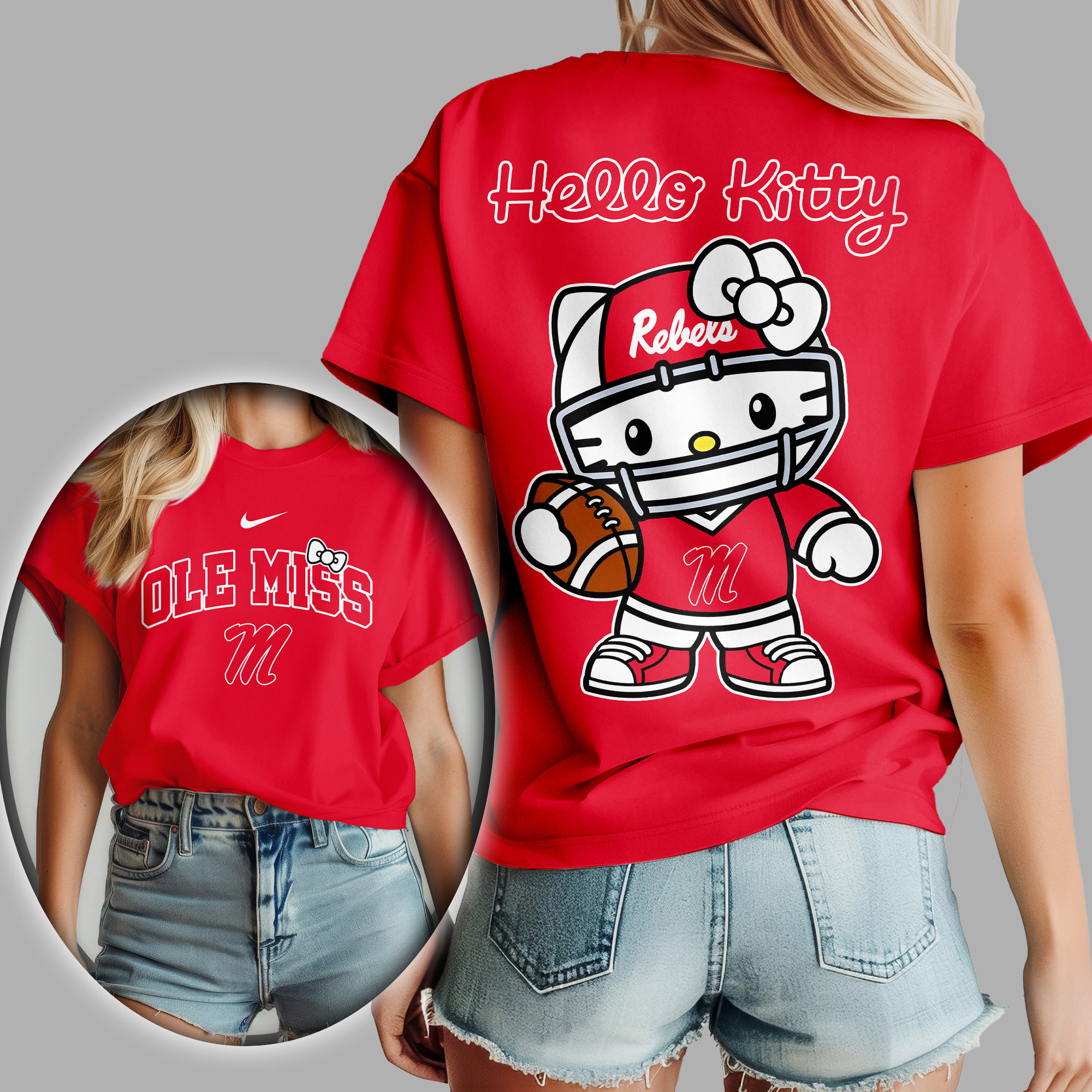 Ole Miss Rebels Premium NCAA Hello Kitty Women’s Shirt TTH240506 - Image 2