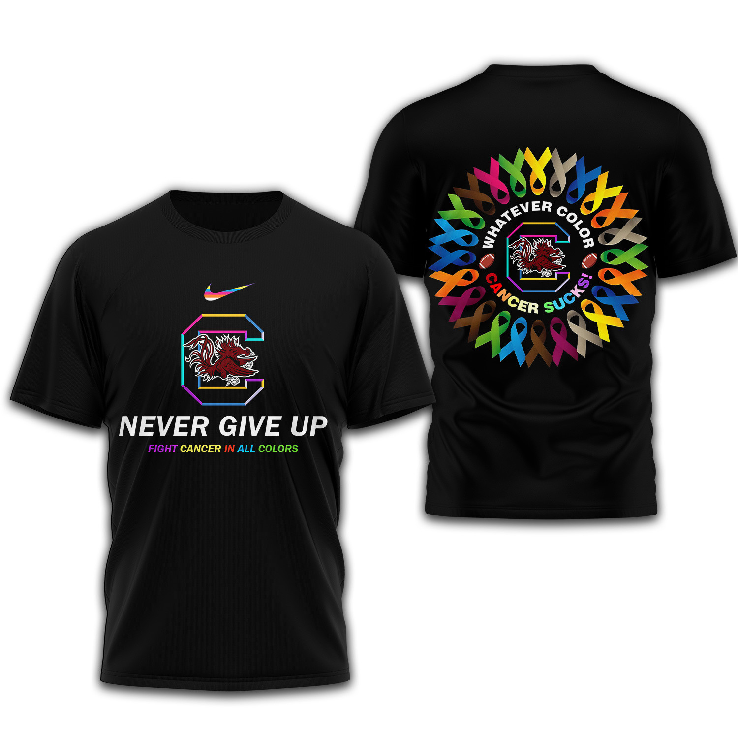 South Carolina Gamecocks Premium Ncaa Fight Cancer In All Colors 3D Shirt TTH240511