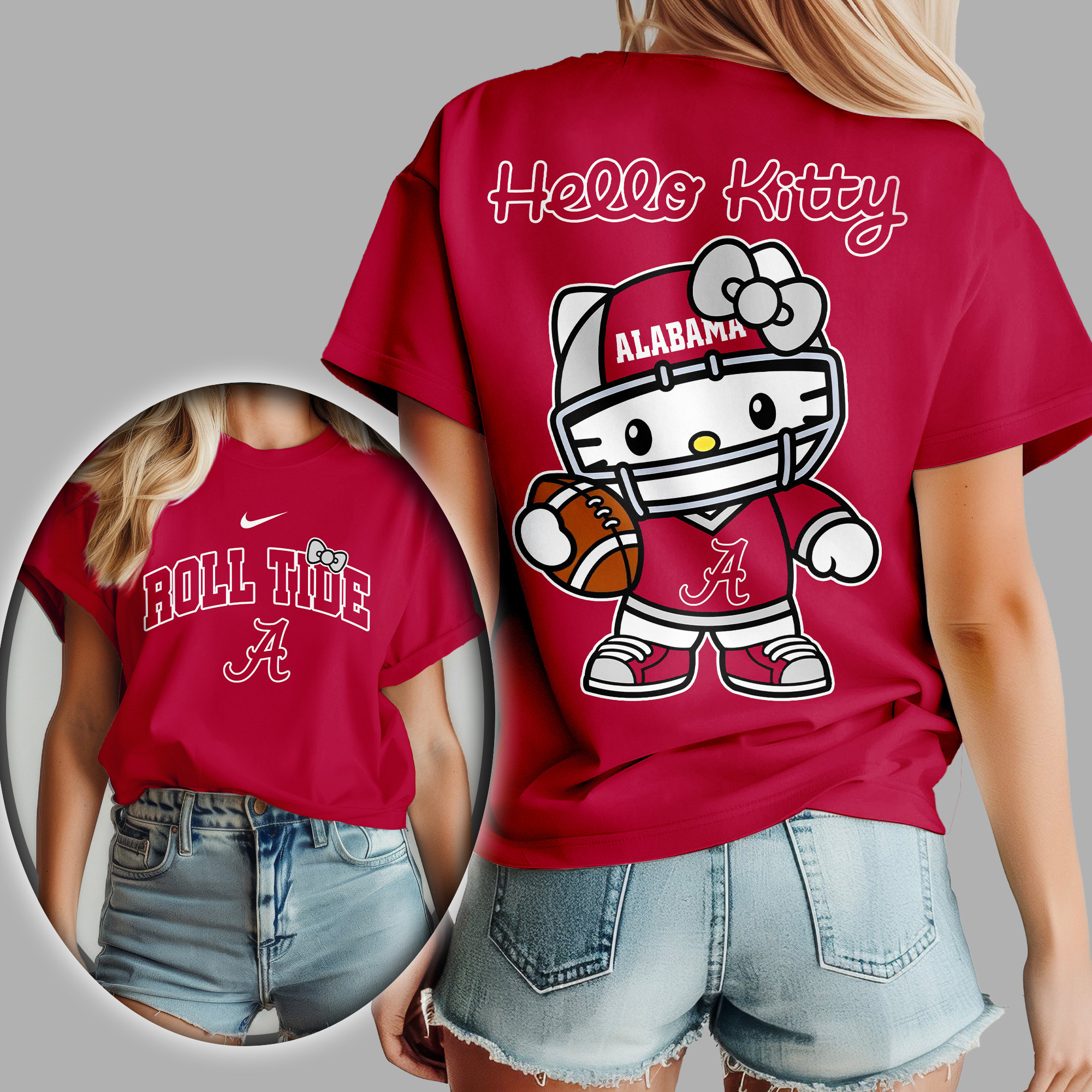 Alabama Crimson Tide Premium NCAA Hello Kitty Women’s Shirt TTH240506 - Image 2