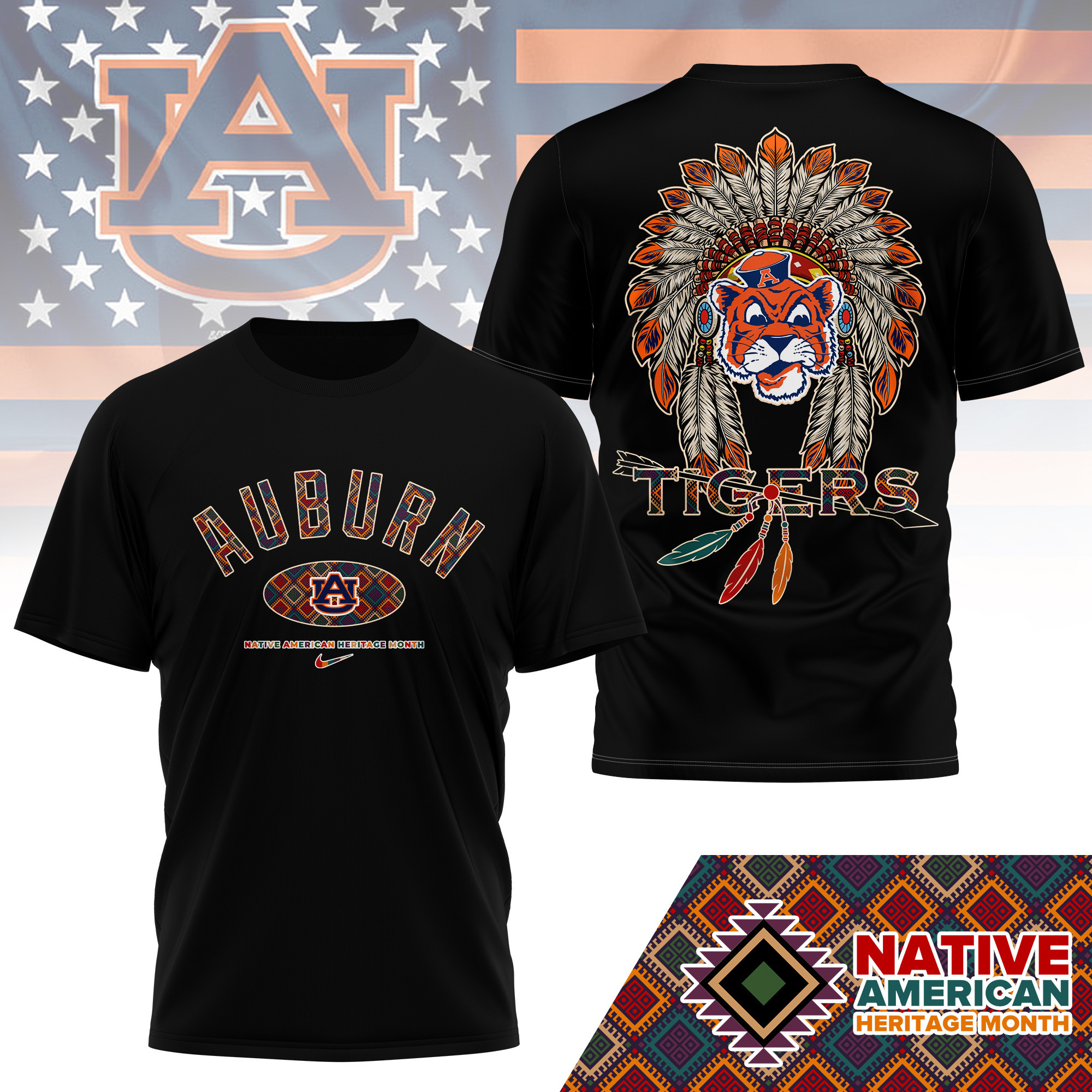 Auburn Tigers Premium NCAA Native American Heritage Month 3D Shirt TTH240510