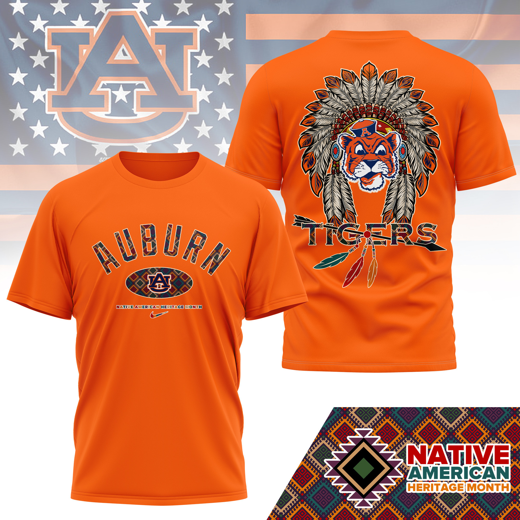 Auburn Tigers Premium NCAA Native American Heritage Month 3D Shirt TTH240510 - Image 4