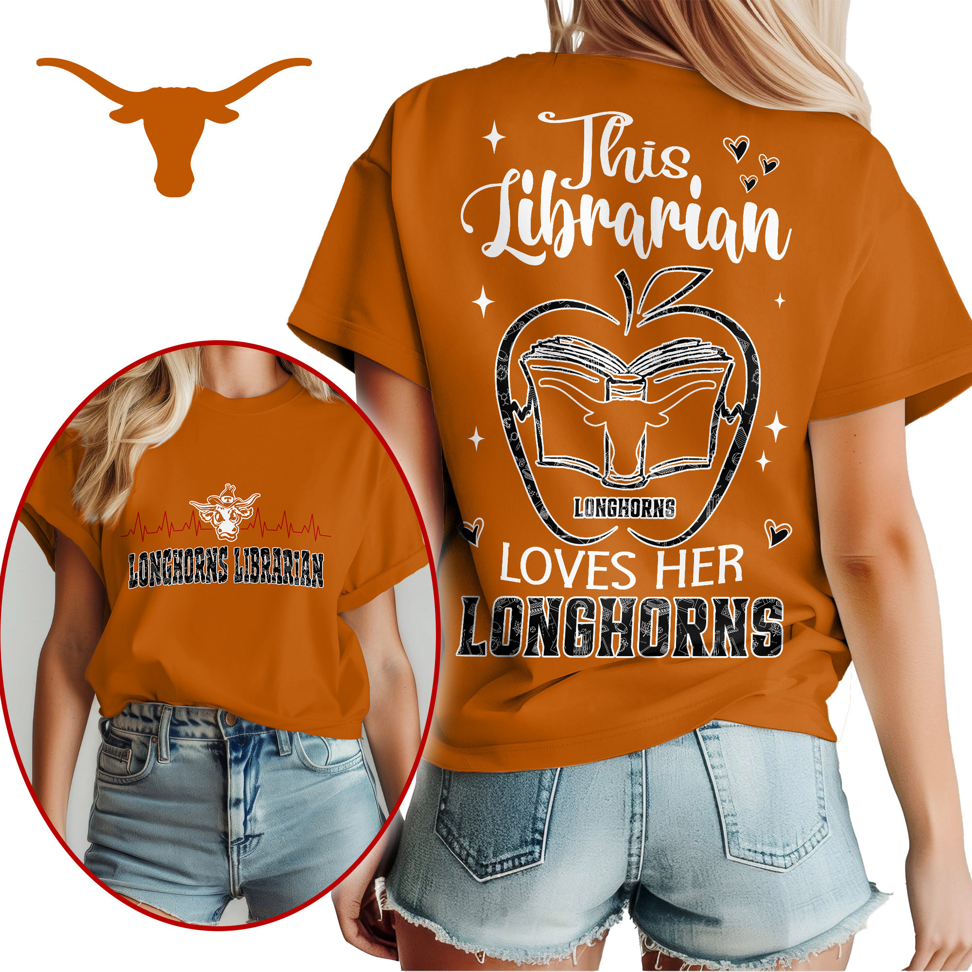 Texas Longhorns Premium NCAA Proud Librarian 3D Shirt TTH240504 - Image 3