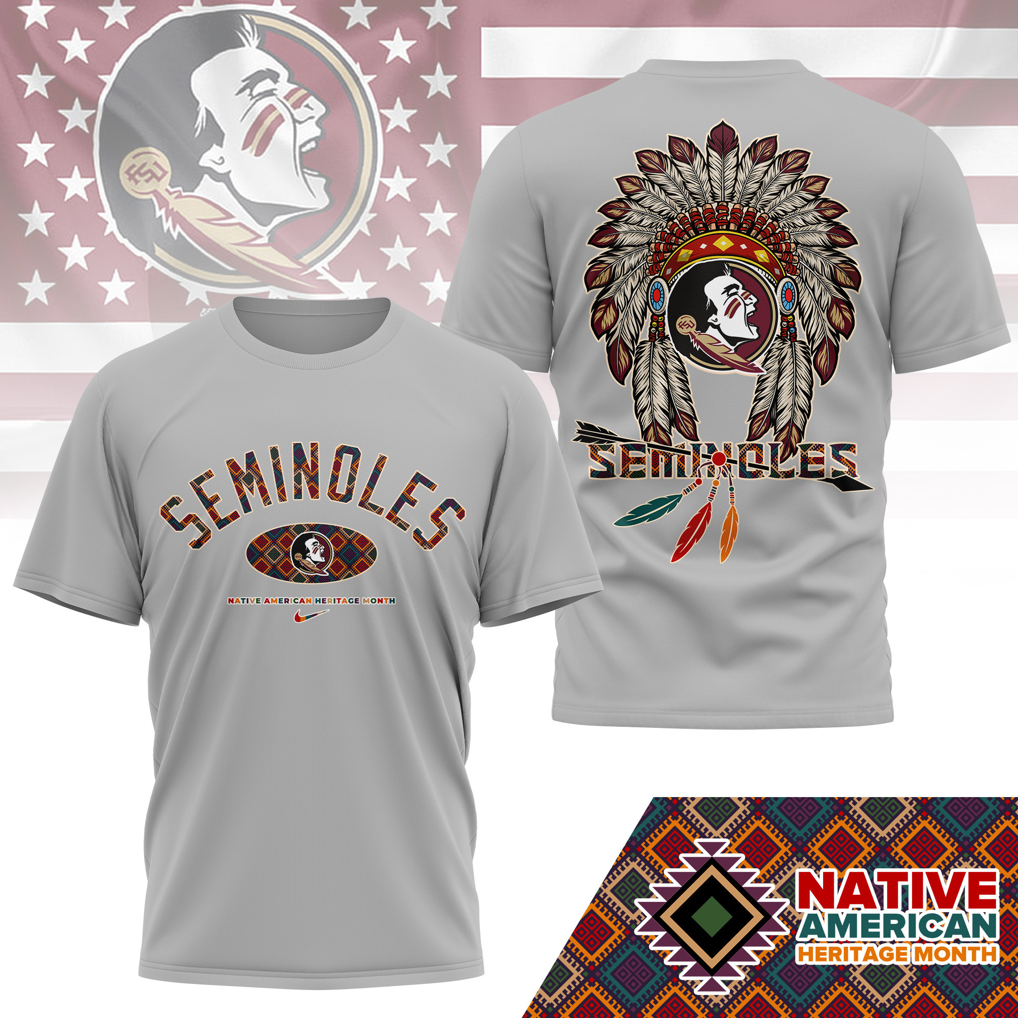 Florida State Seminoles Premium NCAA Native American Heritage Month 3D Shirt TTH240510 - Image 2