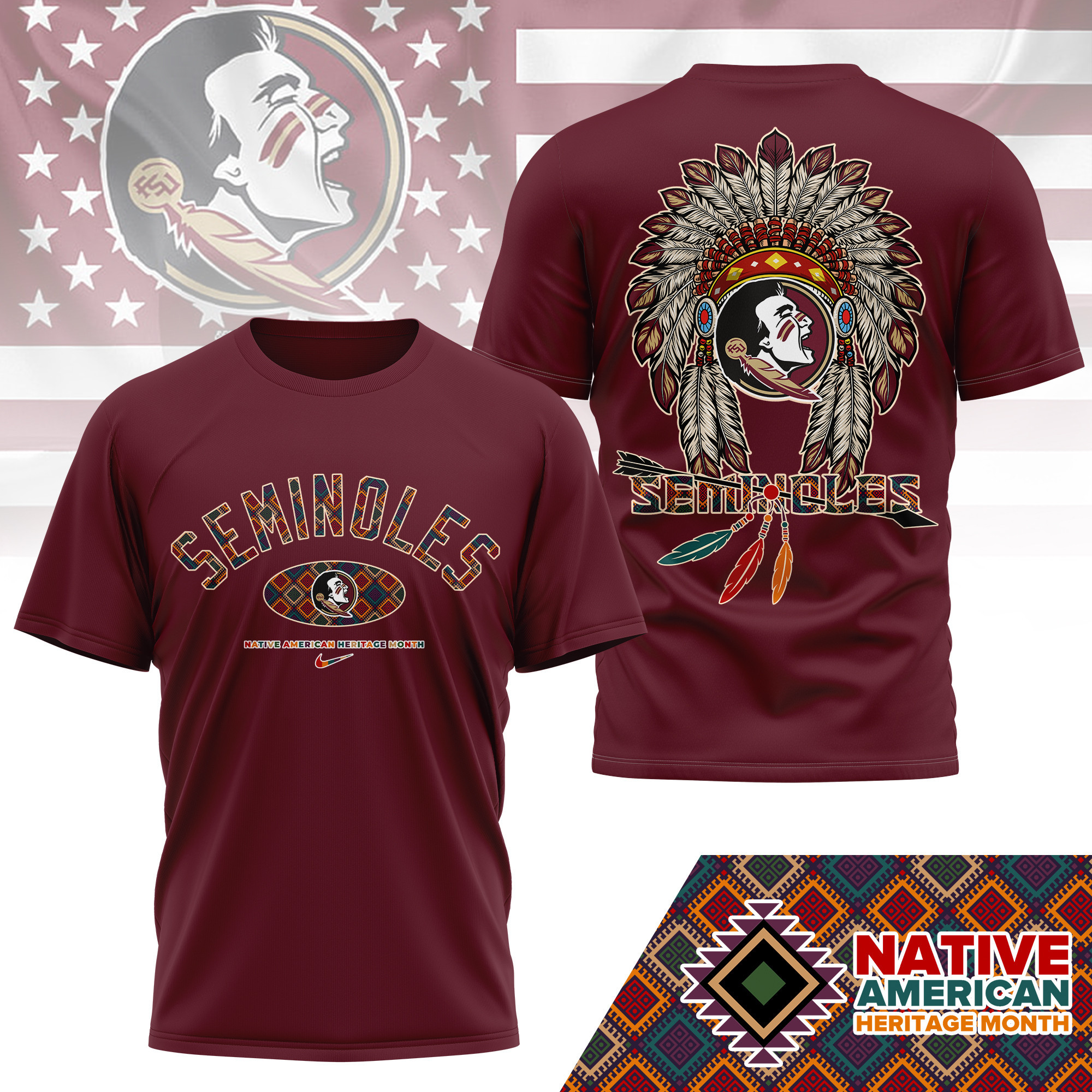 Florida State Seminoles Premium NCAA Native American Heritage Month 3D Shirt TTH240510 - Image 3