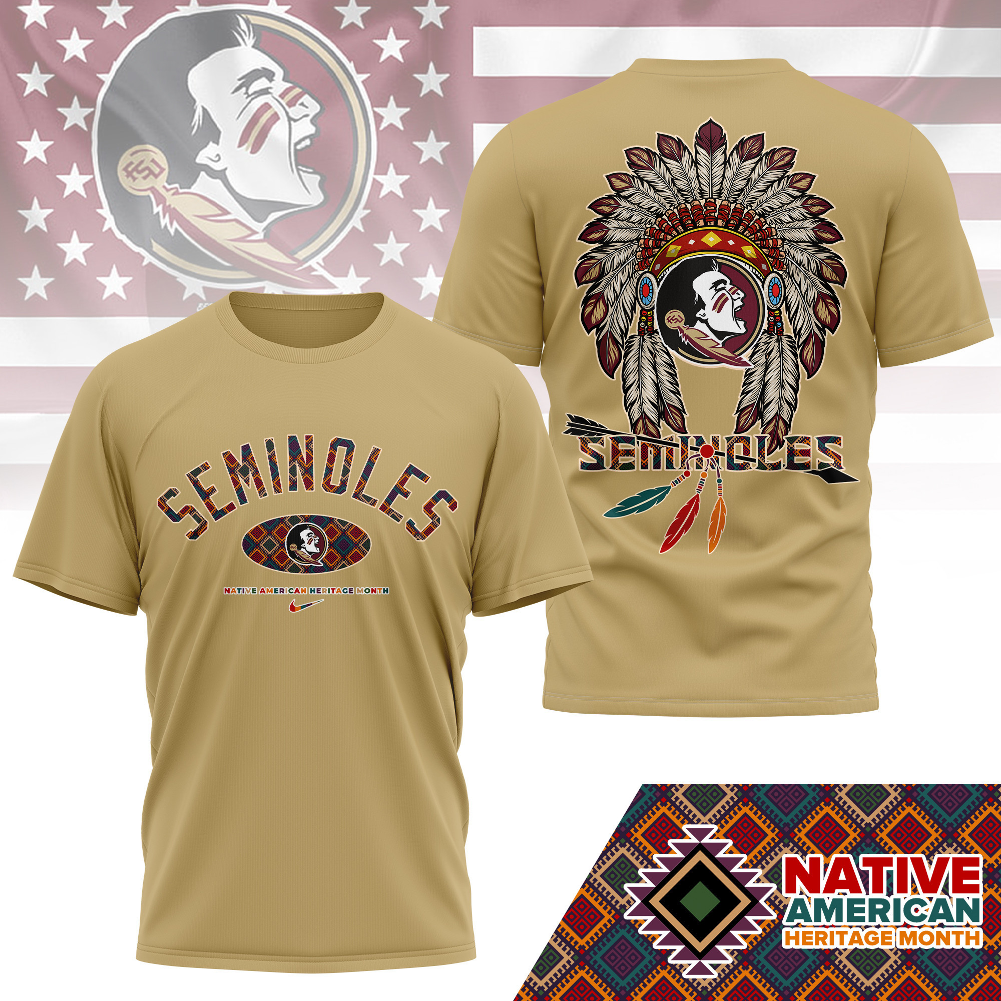 Florida State Seminoles Premium NCAA Native American Heritage Month 3D Shirt TTH240510 - Image 4