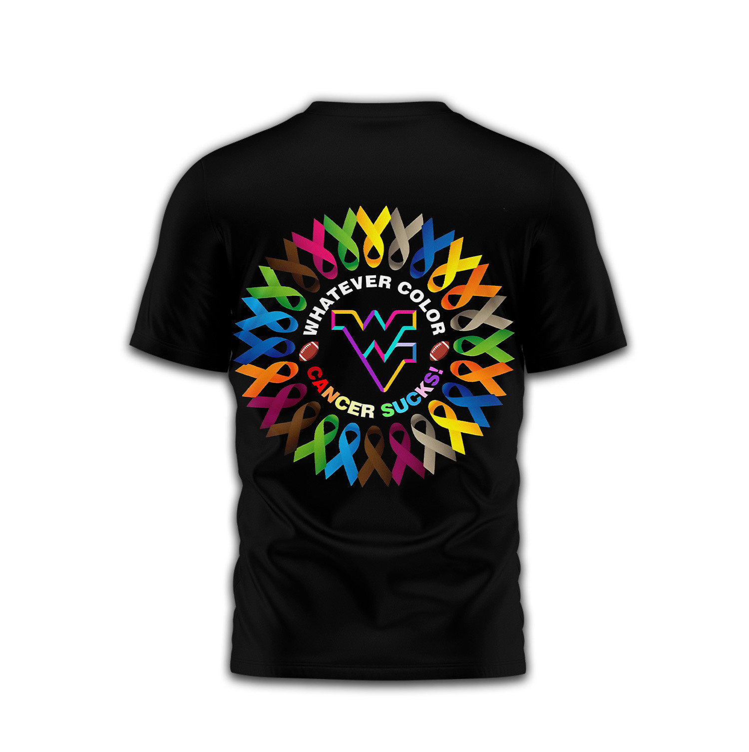 West Virginia Mountaineers Premium Ncaa Fight Cancer In All Colors 3D Shirt TTH240511 - Image 3