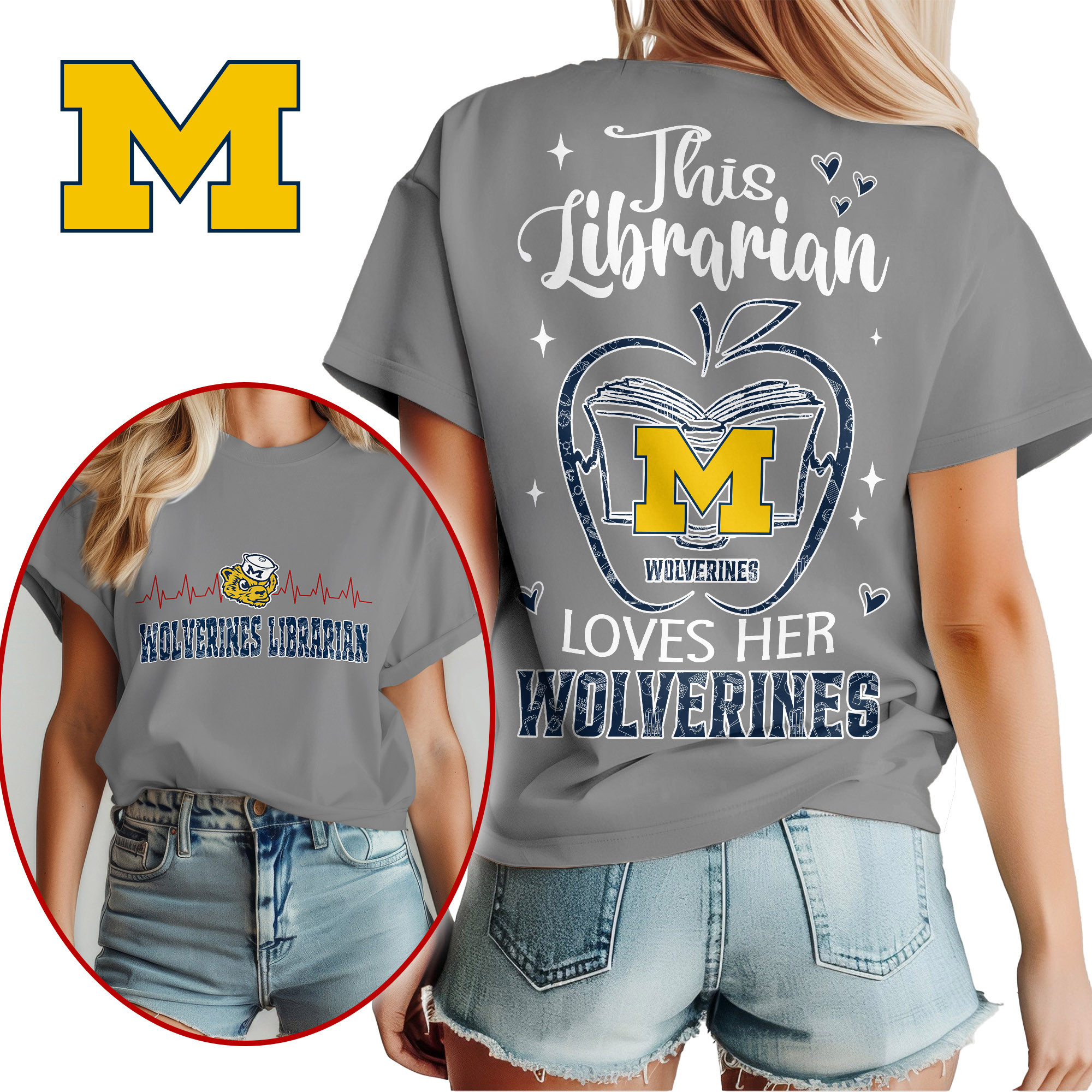 Michigan Wolverines Premium NCAA Proud Librarian 3D Shirt TTH240504 - Image 2
